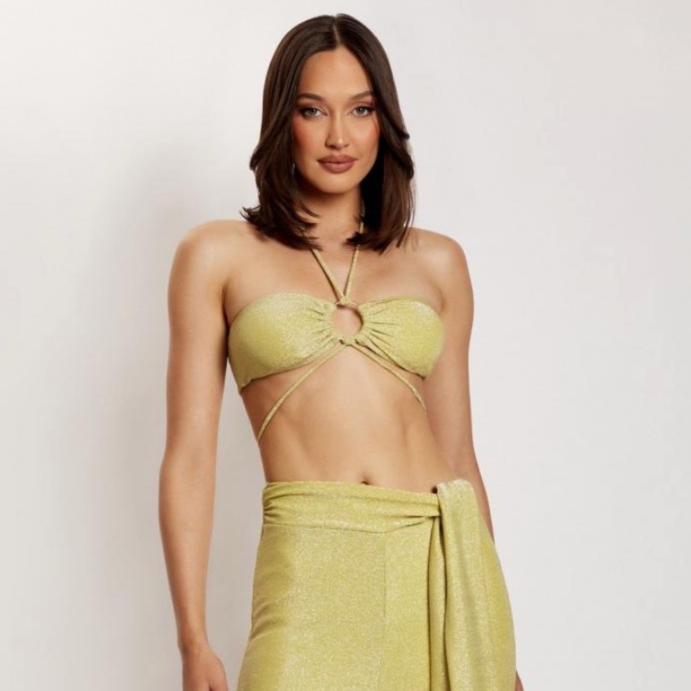 Meshki Womens Hope Ring Crop Top Green Shimmer